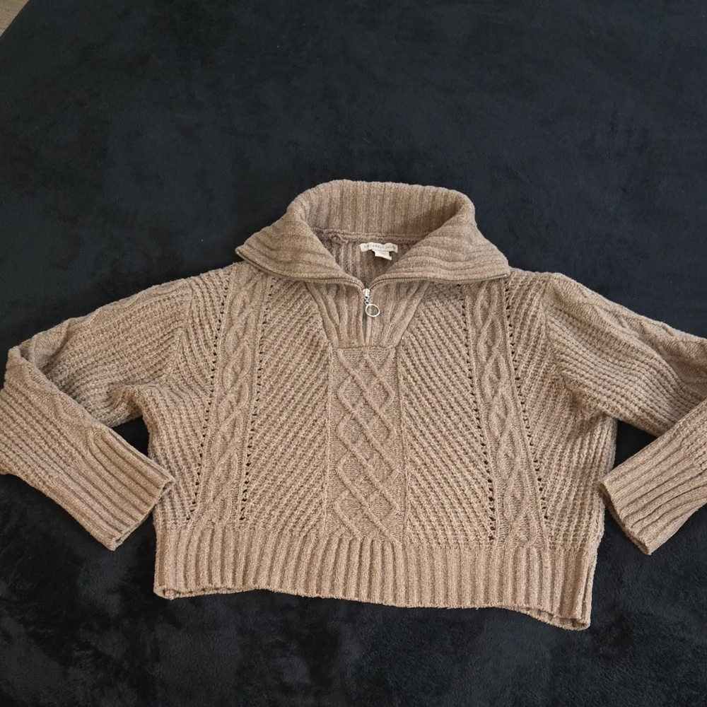 Sincerely Jules Cozy Tan Cable Knit Sweater